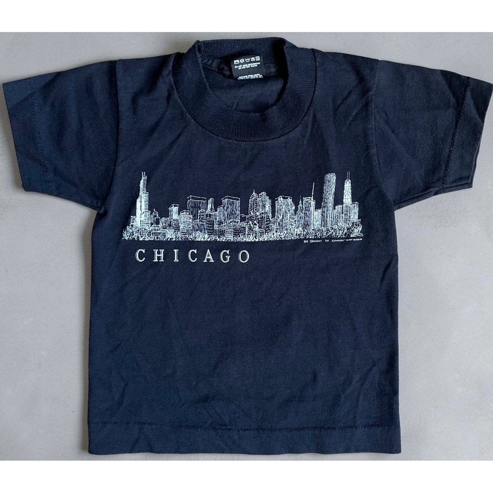 Vintage Screen Stars Best Chicago Skyline T-Shirt Bill Olendorf Kids 2-4 Black